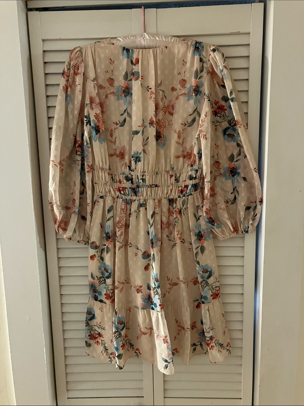 Shoshanna Pink Floral Polka Dot Long Sleeve Babydoll Dress Size 0 - Picture 4 of 9